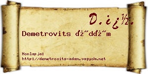 Demetrovits Ádám névjegykártya