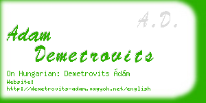 adam demetrovits business card
