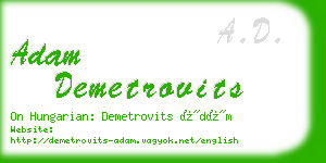 adam demetrovits business card